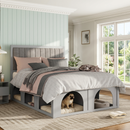 Queen Size Pet-Friendly Platform Bed with Under-Bed Nook, Heavy Duty Bed Frame, Light Grey