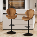 Bar Stools Set of 2 Modern Swivel Bar Chairs, Barstools Counter Height with High Backrest, Easy 3-5 Minute Assembly for Bar, Kitchen, Dining Room Brown