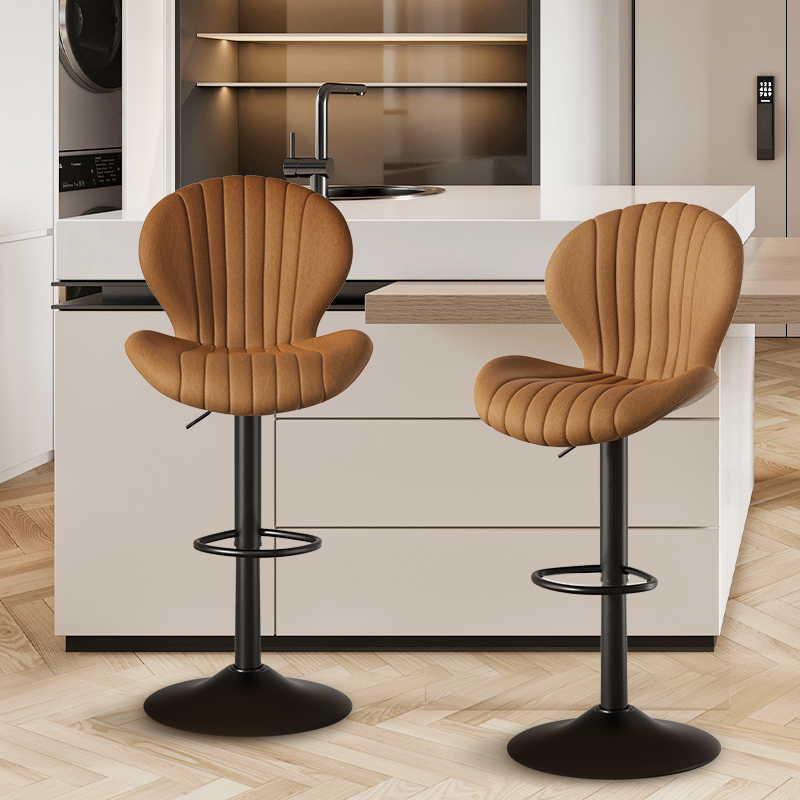 Bar Stools Set of 2 Modern Swivel Bar Chairs, Barstools Counter Height with High Backrest, Easy 3-5 Minute Assembly for Bar, Kitchen, Dining Room Brown