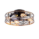 20' Low Profile Caged Ceiling Fans with Lights and Remote, Farmhouse Flush Mount Ceiling Fan with 6 Speeds Reversible Motor, for Kitchen, Bedroom--NOT Included Bulbs