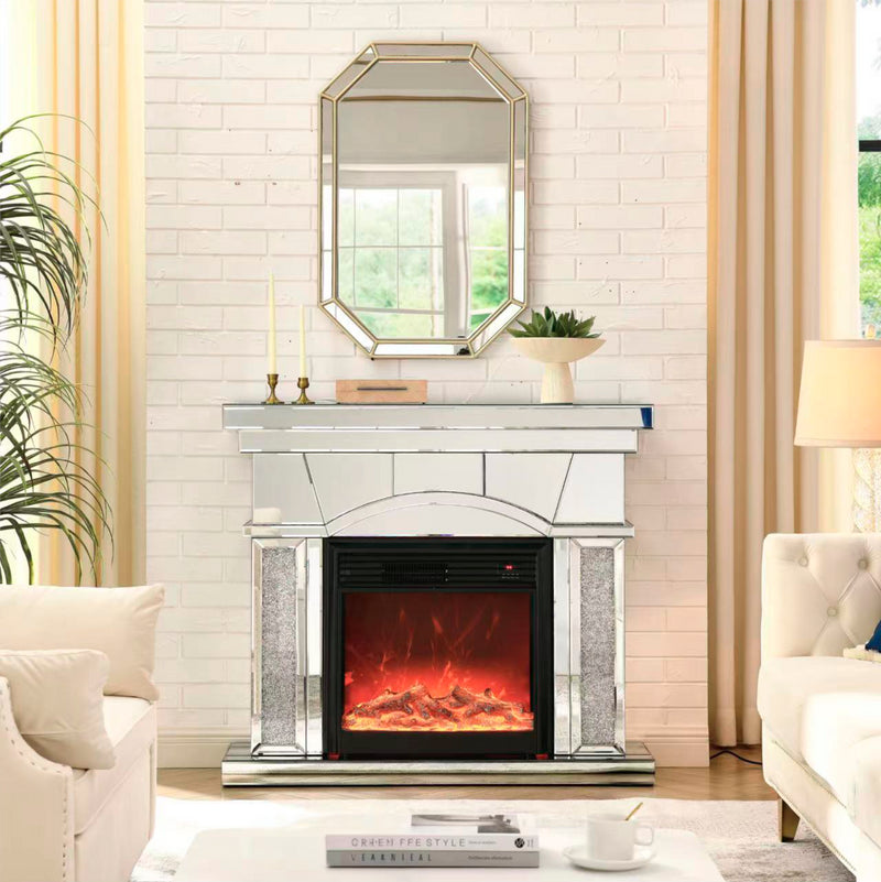 W 46' X D 12.5' X H 41' Dome door acrylic mirror fireplace cabinet, TV fireplace cabinet