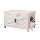 Cat Litter Box Enclosure, Litter Box Furniture Hidden with Barn Door, Wooden Cat Washroom Furniture, Cat House, End Table, Fit Most of Litter Box, White