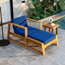 U_STYLE Acacia Wood Outdoor Lounge Set - Chair and Ottoman with Removable Cushions, All-Weather Outdoor Chaise Lounge/Daybed, Perfect for Patios, Balconies, and Gardens