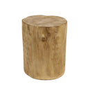 Hand-Painted Wood Stump Style Outdoor Side Table in Light Brown, MgO Composite, 14.25-inch