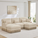 100'Comfy Chenille Leopard Printing U-Shaped Sofa,Delicate Tassel Edge,Movable Ottomans,Modern Fashion Style,Ergonomic Back and Seat Design,Easy Assembly,Deep Seat Design for Living Room,Beige Coffee