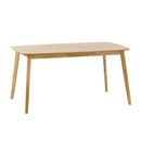 Retro Mid-Century Dining Table with Faux Wood Top and Natural Solid Wood Legs, 59-inch