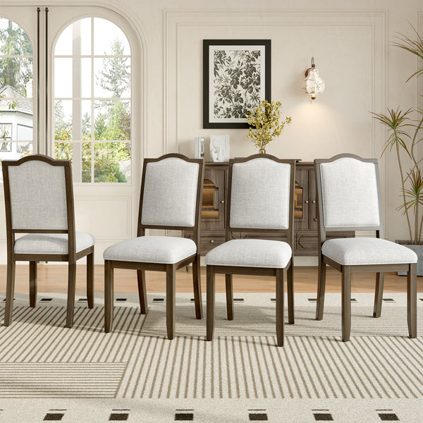 Farmhouse Dining Chairs Set of 4, Upholstered Dining Chairs with High Back, Modern Seating for Kitchen, Bedroom & Living Room(Beige+Brown)
