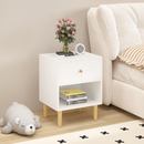 23.22''H Wooden Nightstand with One Drawer One Shelf for Kids, Adults, White