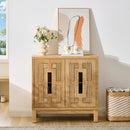 31.5' Mid Century Modern Sideboard Buffet Cabinet with Storage, Carved Openwork Design Display Cabinets, Storage Cabinet with 2 Doors & Adjustable Shelf for Kitchen Dining Living Room Entryway Hallway