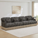 131' Comfy Chenille Leopard Printing 4-Seater Sofa,Delicate Tassel Edge,Modern Fashion Modular Sectional Couch,Ergonomic Back and Seat Design,Easy Assembly,Deep Seat Design for Living Room,Khaki black