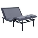 Kelven Grey Fabric Rails Black Metal Twin Extra Long Adjustable Bed Base