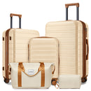 Luggage Sets 5 Piece with Duffel Bags, Hardside Expandable Suitcases with Spinner Wheels, Cream