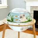 Large Cat Cave for Pet Cat House-360° Immersive Cat TV with Internal Tunnel, Heavy-Duty Plywood Base 4mm Thick Acrylic, Indoor Cat Enrichment Furniture