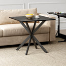 Rustic Square Side Table, X-Frame Metal Legs with Wood Grain Tabletop, Industrial Accent End Table for Living Room, Bedroom & Home Office, Balck, 31.5 x 31.5 x 29.5 Inches