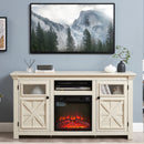 2 Doors Cabinet Farmhouse  Cabinet, Farmhouse TV Stand Barn Design,Modern Farmhouse TV Media Stand, Large Barn Inspired Home Entertainment Console with 18' fireplace insert,WHITE,60.23'W*15.35'D*31.7H