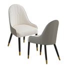 Modern Dining Chairs Set of 2 pcs Faux leather Dining Chair with Metal legs for Living Room/Dining Room/Reception Room(White+Gray)