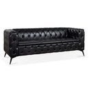Traditional Square Arm Sofa with Removable Cushions in Black PU, 84.06 Inch Width