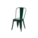 Set of 2 Dark Green Industrial Metal Dining Chairs 18 Inch Seat Height Stackable Indoor Outdoor, Lightweight Easy-Clean Surface, Easy Assembly, Durable Modern Design