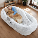 Human Dog Bed, Washable Faux Fur Dog Bed for People Doze Off, Napping Orthopedic Dog Bed,71''x45''x14'' Size Fits You and Pets (Grey)