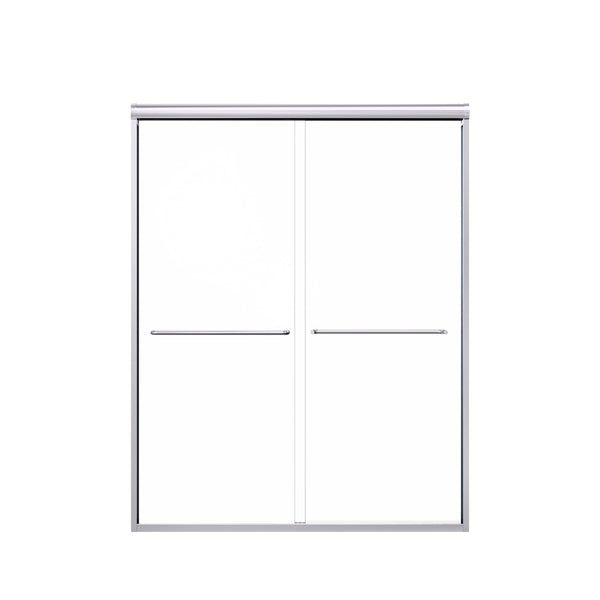 Semi-Frameless Double Sliding Shower Door with Chrome Finish, 1/4' SGCC Tempered Glass, 56'-60'W x 72'H