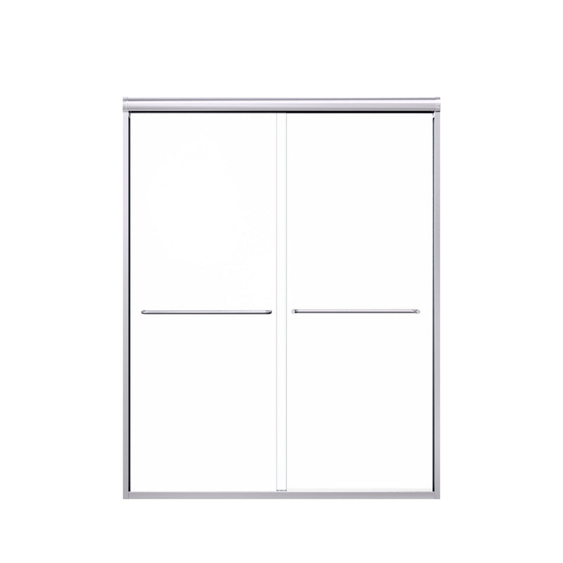 Semi-Frameless Double Sliding Shower Door with Chrome Finish, 1/4' SGCC Tempered Glass, 56'-60'W x 72'H