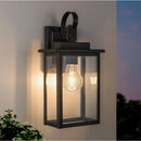 1 - Light 15''H Black Iron Tempered Glass 𝗜𝗻𝗰𝗹𝘂𝗱𝗲𝘀 𝗕𝘂𝗹𝗯 ETL Outdoor Wall Light with Dusk to Dawn
