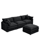 Modular L-Shaped Sectional Sofa Set with Movable Ottoman, Chenille Fabric, Black, 102 Inch
