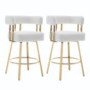 TS Modern Decorative Chair, White Teddy Fleece Upholstered Side Chair with Gold Metal Legs, No Wheels, 2PC Set for Living Room, Dressing Area, Reception Room, Office