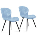 Blue Faux Leather Upholstered Dining Chair Set of 2 with Metal Legs, Thick Foam Cushion & Ergonomic Backrest