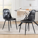 Dining Chairs Set of 2, Upholstered Faux Leather Dining Room Chairs, Modern Kitchen Chairs with Metal Legs and High Back, for Kitchen and Dining Room, Easy to Assemble and Clean,Black