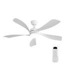 (Same as W882P146902) 52 Inch Modern Led Ceiling Fan With 3 Color Dimmable 5 ABS Blades Remote Control Reversible DC Motor White For Bedroom