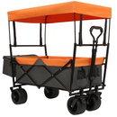 480Lbs Collapsible Wagon with Canopy,Wagon Stroller with 7' All-Terrain Wheels, Lightweight Foldable Wagon, Large Capacity for Camping, Shopping, Sports, and Garden Use,orange with mosquito net
