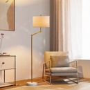 64'' Standing Floor Lamp With Rotatable Lampposts, 3 Way Dimmable Modern Floor Lamp With White Fabric Shade, Tall Standing Light Source With Zipper Switch And Marble Base For Study Room, Living Room