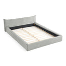 Modern Queen Size Upholstered Bed Frame with Curved Headboard, Velvet Fabric, No Box Spring Required, Grey