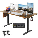 63'×28' Brown Electric Height Adjustable Desk, height adjustable with 3 custom height memory presets, equipped with child lock. Ideal for home & office use, perfect as computer work desk, workstation