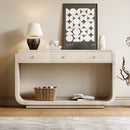 Antique-Style Console Table, 3 Storage Drawers, Display Shelf, Curved Legs, Paulownia Veneer, Entryway/Hallway/Living Room, Beige