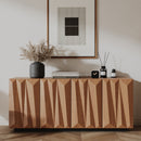 60'' Mid Century Sideboard Buffet Cabinet with 3D Doors,Kitchen Storage Cabinet Credenza with 4 Doors and 2 Shelves,Tv Stand For Living Room, Bedroom, Walnut