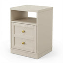 15.7 Inches Wide Beige Faux Wood Nightstand with Door & Shelf, Modern 2-Drawer Side Table in Engineered Wood