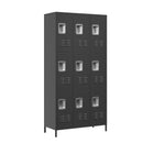 Versatile 9 Door 72'H Metal Lockers with Lock for Secure Storage in Gray and Black, Assembly Required