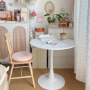 White Round Table, Modern Dining Table, MDF Top and Steel Base Tulip Round Kitchen Table, Mid Century Coffee Table for Living Room 24 Inch,Thanksgiving,Oval Dining Table,Gift for Mother's day