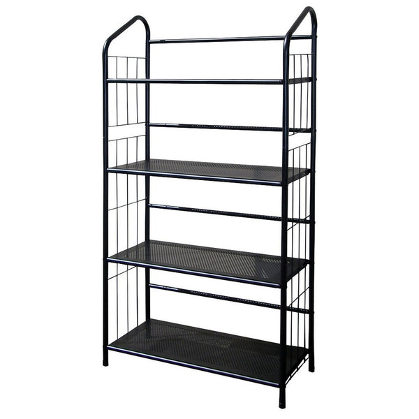 49' Tall 4-Tier Metal Standing Book Shelf, Black finish