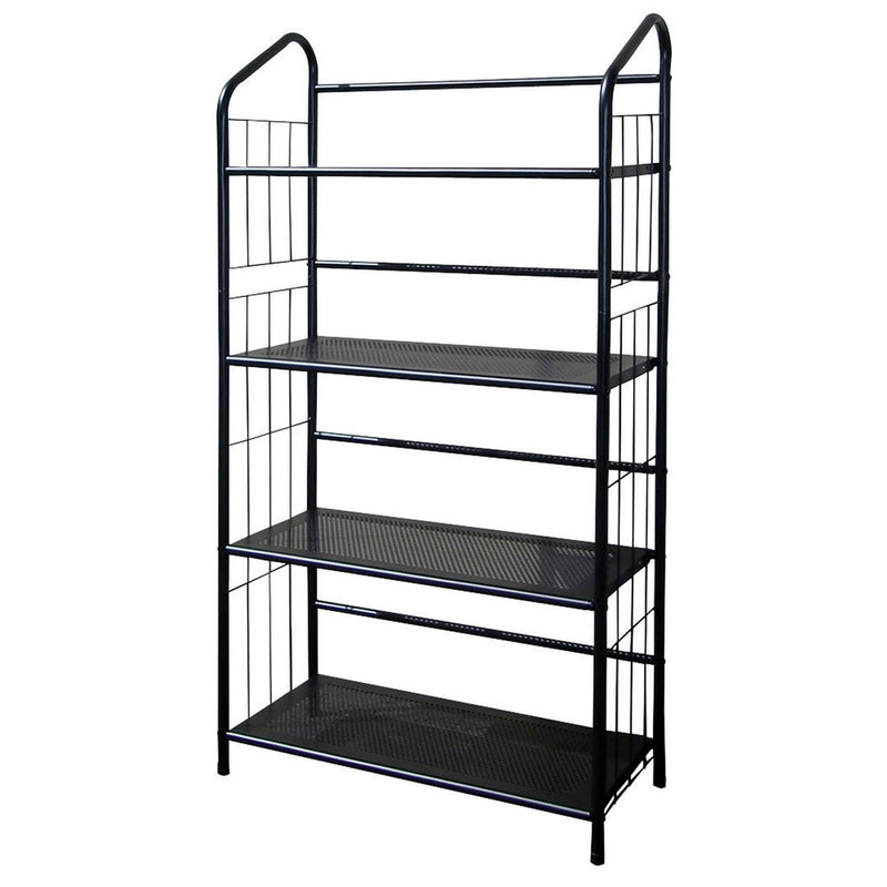 49' Tall 4-Tier Metal Standing Book Shelf, Black finish