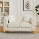 FX 61.25-inch Modern Luxury Velvet Sofa with Chesterfield Quilted Button Accents, Includes 2 Pillows and Metal Legs