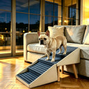 2-in-1 Dog Stairs for Bed and Couch 19.69' Foldable Dog Ramp for Couch 4 Pet Steps  & Ottoman for Small Dogs, Beige