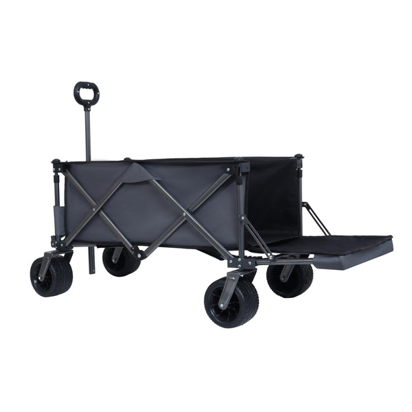 Collapsible Folding Wagon 300L,49' Extra Long Collapsible Wagon with Tailgate, All-Terrain 7'x 4' Big Wheels,Beach Wagon Cart Heavy Duty 400LBS Foldable Foldable Beach Wagon for Garden Sports Camping