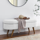 Ottoman Oval Storage Bench,Rubber Wood Legs,White(43.5'x16'x16')