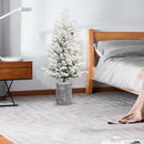 3FT Flocked Christmas Tree with Pot Base, 70 Warm White LED Lights, 365 Tips, PE+PVC Branches with 7 Pine Cones – Small Prelit Holiday Tree for Tabletop, Entryway, or Home Decor