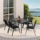 7 Pieces Patio Dining Set, Plastic chair and steel table Outdoor Set, plastic Chairs and Table Set for Garden Patio, Black