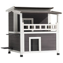 Insulated Cat House, 2-Story Wooden Cat Shelter, Foam Insulation, Feral Kitty Shelter with Balcony, Waterproof Cats Condos for Indoor & Outdoor 1-3 Cats in Winter 33 x 29.5 x 32 in