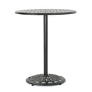 35'' Elegant Cast Aluminum Round Bar Table with Romantic Filigree Design, Copper